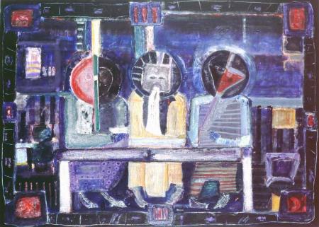 Three characters - Painting by lez Niepo